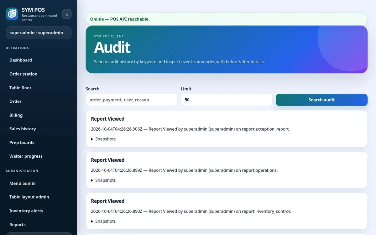 SYM POS operational context when you need it with synthetic evaluation data